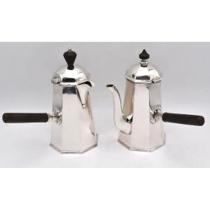 Edwardian Silver Side-handled Coffee Pot & Milk Jug Harrison Brothers & Howson