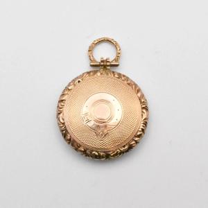Médaillon rond en or 9 carats de style géorgien, orné de guillochage – vers 1830