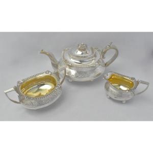 John Walton Of Newcaste Hm 1842 Victorian Engraved Solid Silver 3-piece Tea Set