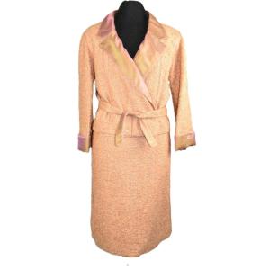 Rare Authentic Vintage Chanel Skirt Suit 1960s/70s Tweed Jacket With Satin Trim