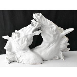 A Large Mid Century 1960s Italian Hollywood Regency Terracotta Horse Sculpture