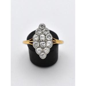 Antique Edwardian 18ct Gold 1.20ct Diamond Marquise Cluster Ring Circa 1900