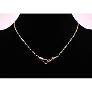 Victorian 9ct White & Rose Gold Dog Clip Swivel Clasp Necklace