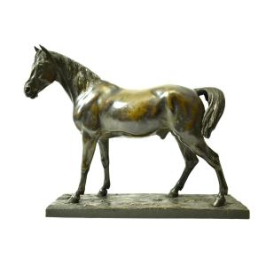 Sculpture de cheval en bronze italien antique signée Luigi Secchi et Muñoz 38 cm 7 kg