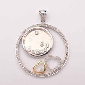 Pendentif cœurs en or blanc et rose 18 carats serti de 79 diamants (0,50 ct au total), style mo