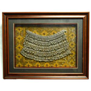 Collier plastron en argent Labbeh bédouin antique du Yémen, bijou tribal traditionnel