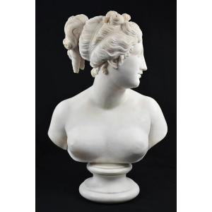 White Marble Bust Of Venus Italica After Antonio Canova 19th Century Sculpture