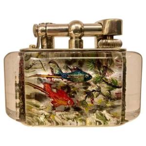 Briquet de table vintage rare, demi-géant, Dunhill Aquarium, vers 1950