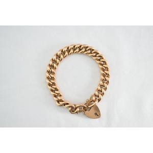 Bracelet ancien de l'époque victorienne en or 15 carats à mailles gourmette, avec fermoir caden