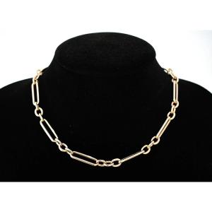 Collier-chaîne de montre Albert d'époque victorienne en or 9 carats à maillons trombone, 16 pou