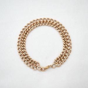 Bracelet ancien d'époque victorienne à double rang de mailles gourmette en or rose 9 carats, 24