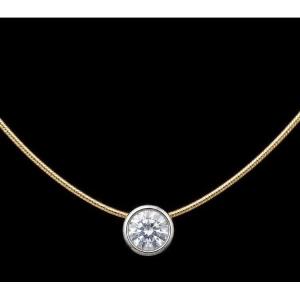 18ct Gold 0.75ct Diamond Solitaire Pendant Necklace 18k 750 40cm 7.8g
