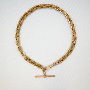 Chaîne de montre Albert ancienne d'époque victorienne (20 g) en or rose et jaune 9 carats, à ma