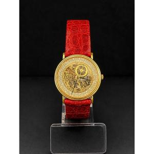 Vintage Ap Audemars Piguet 18k Gold Diamond Skeleton Wristwatch Circa 1980’s