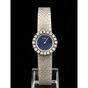 Vintage Chopard 18k White Gold Diamond Lapis Lazuli Ladies Watch 39.2g
