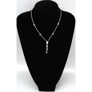 Authentique collier Bvlgari B.zero1 Element à pampilles en or blanc 18 carats, 17,5 pouces, 14,