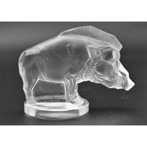 Rene Lalique Sanglier Wild Boar Car Mascot 1157. Signed R Lalique Circa 1929