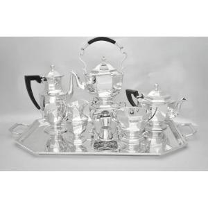 Mappin Webb 1923 Sterling Silver 6 Piece Tea Coffee Service Matching Tray 6.5kg