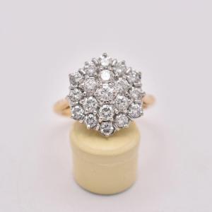 Bague vintage en or 18 carats, sertie d'un diamant hexagonal de 2,85 carats de pureté V, taille