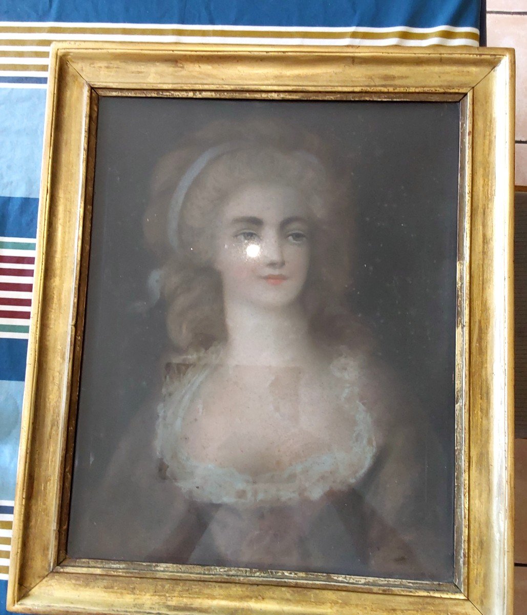 Pastel Fin XIII Eme Epoque Louis XVI Portrait D Une Jeune Femme