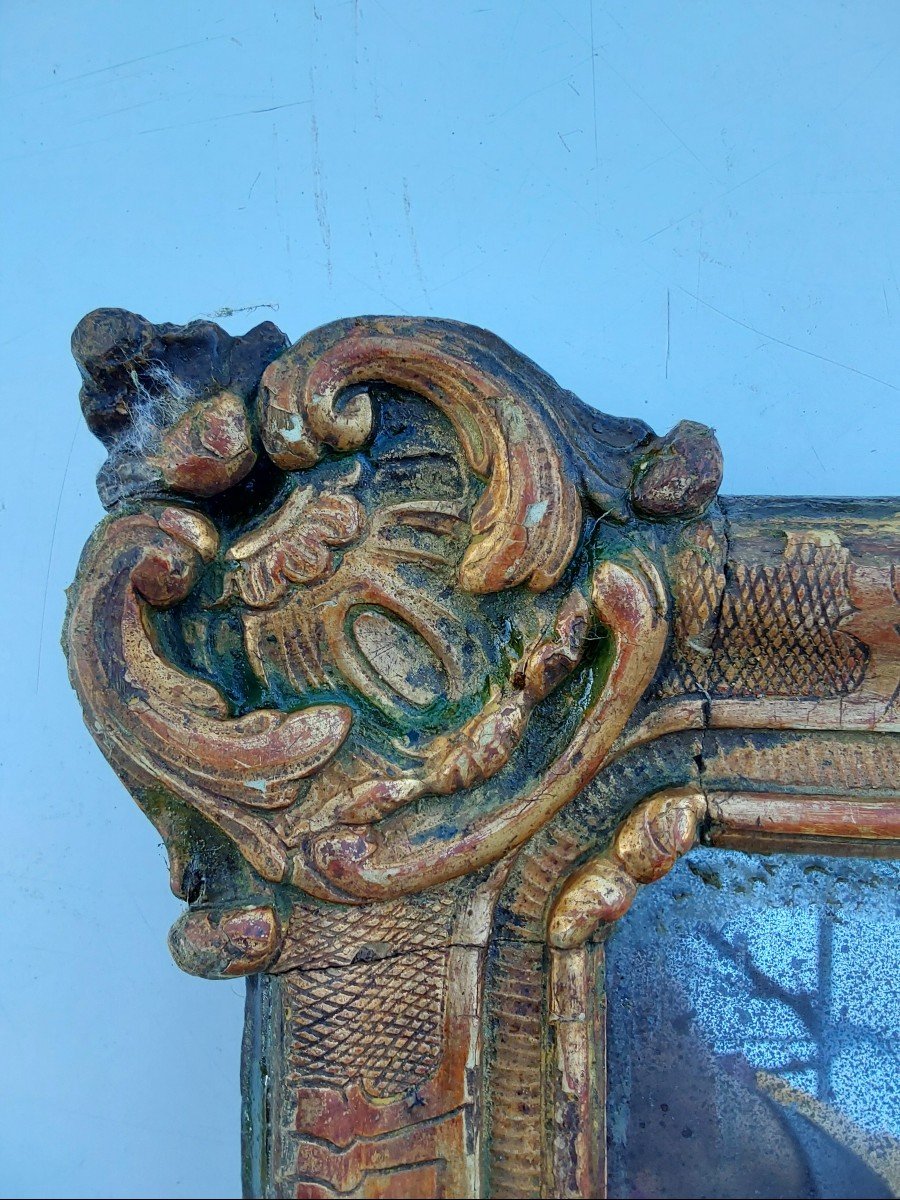 Miroir Louis XV en bois sculpté doré trumeau de cheminée XIX siècle