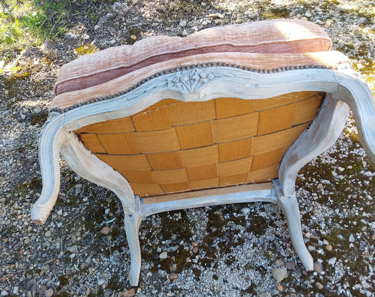 Paire De Bergères en bois moulure et laque Epoque Louis XV XVIIIeme Siecle-photo-3