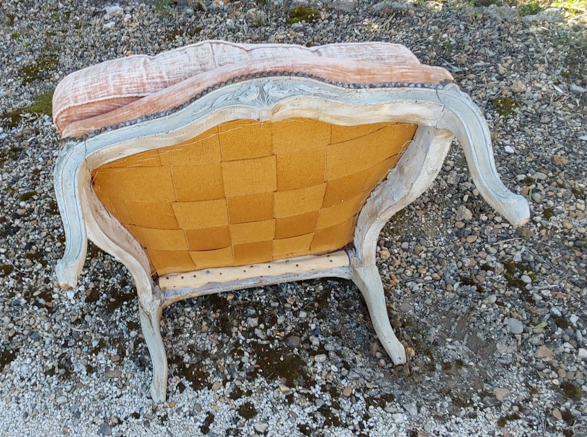 Paire De Bergères en bois moulure et laque Epoque Louis XV XVIIIeme Siecle-photo-4