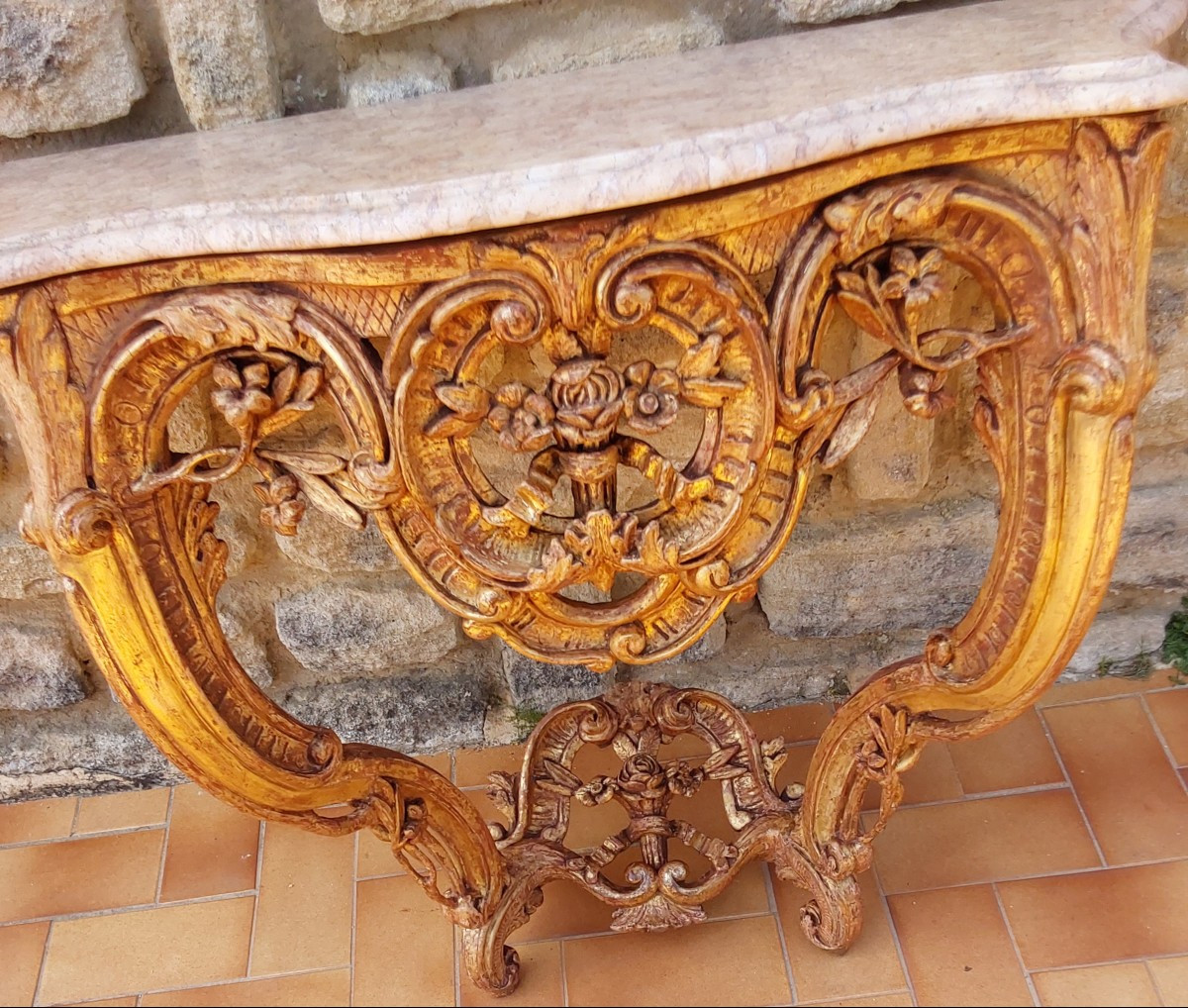 Console En Bois Sculpte Et Dore Epoque Louis XV-photo-3