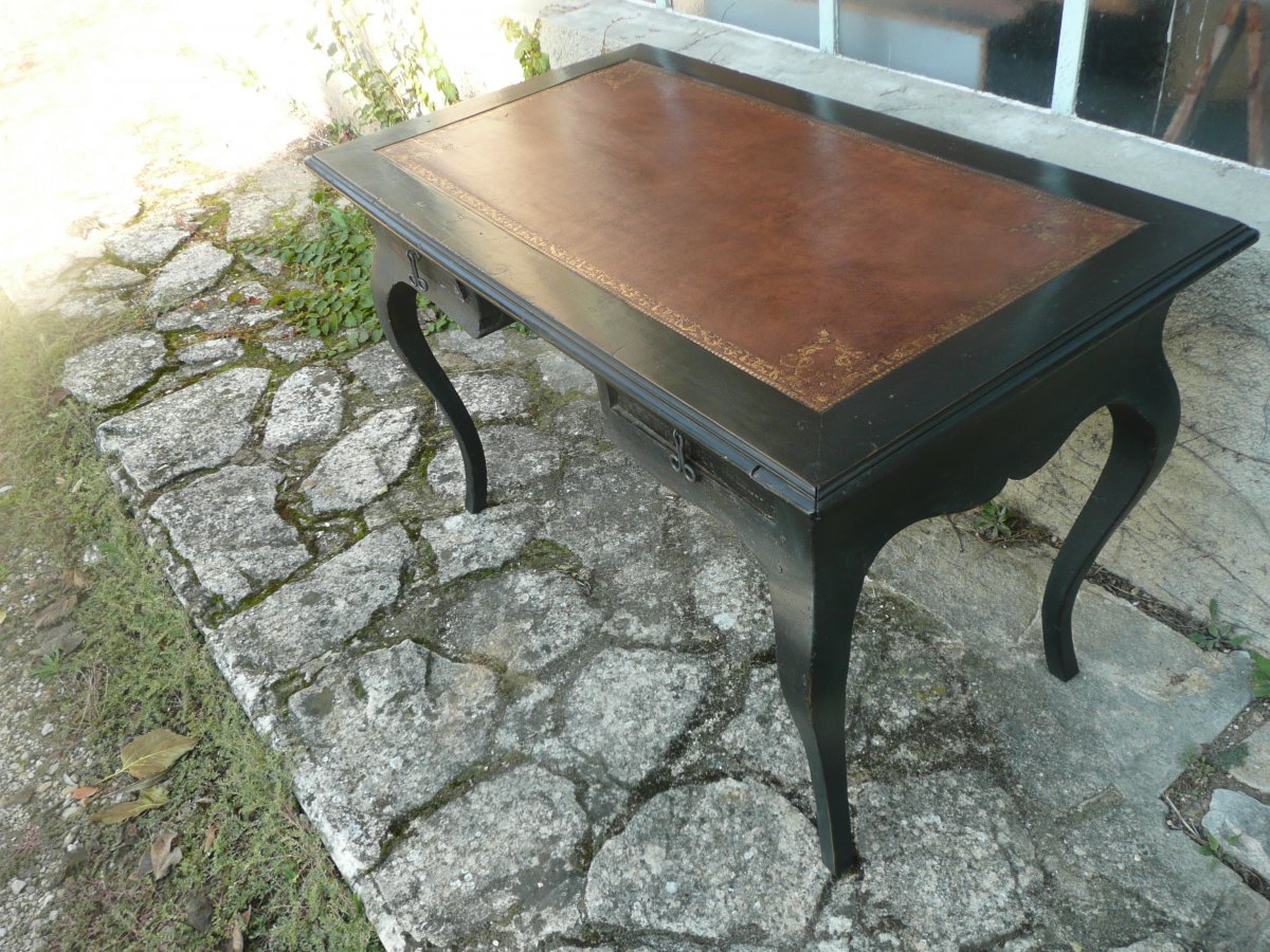 Petit Bureau d'époque Louis XV Laqué Noir 18ème-photo-2