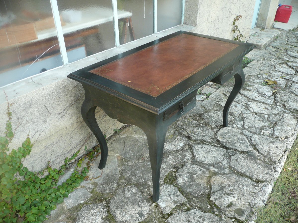 Petit Bureau d'époque Louis XV Laqué Noir 18ème-photo-4