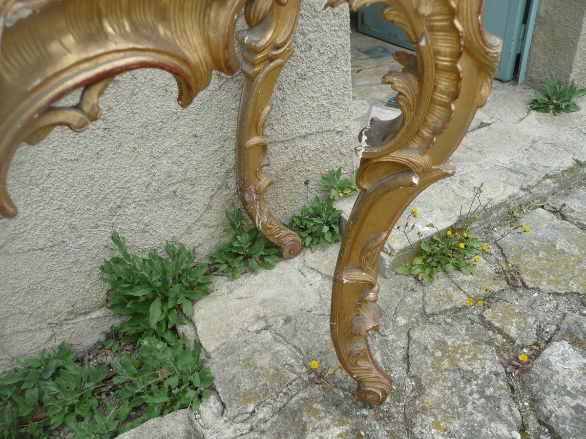Console En Bois Sculpté Et Doré époque Louis XV-photo-4