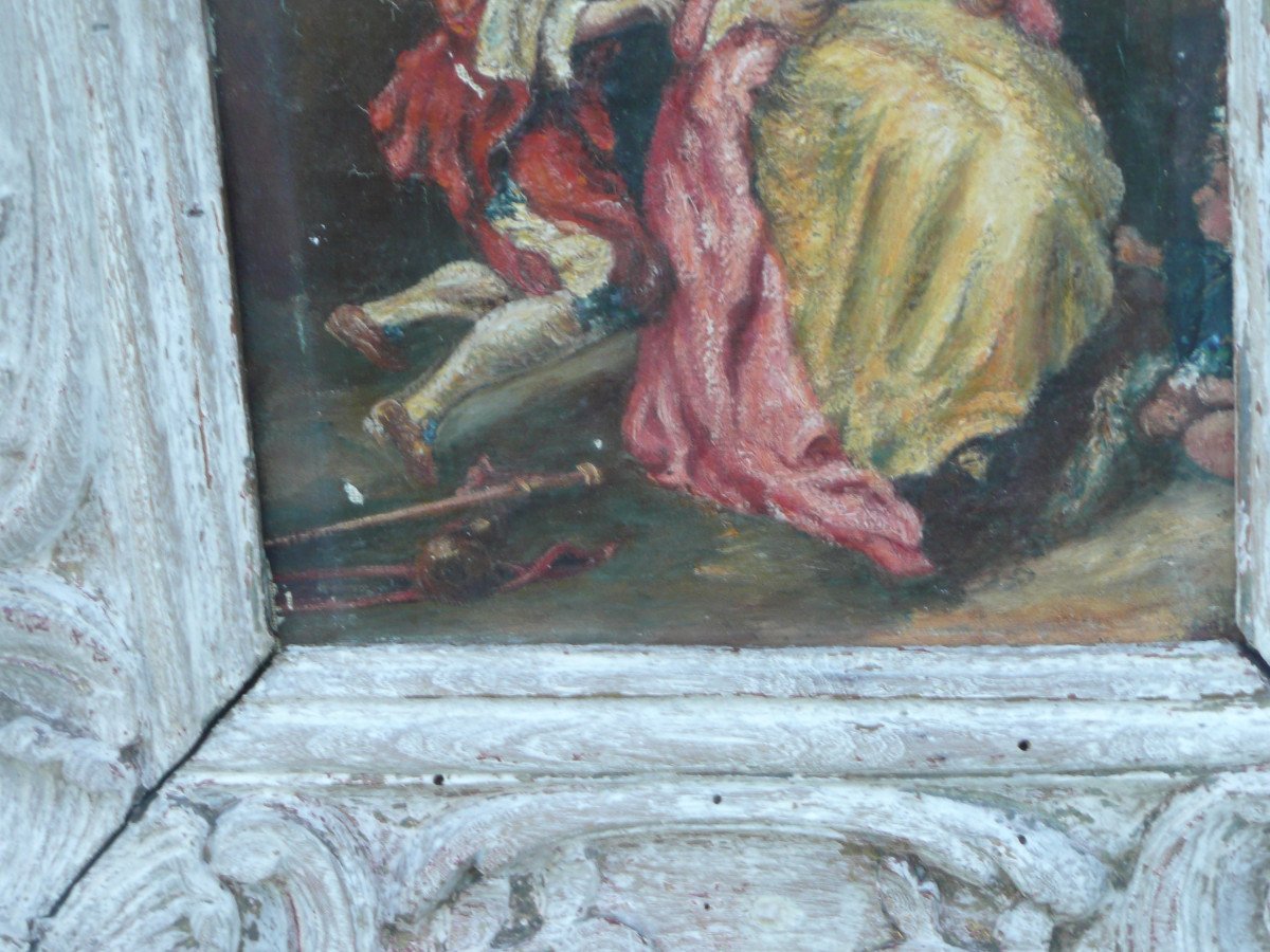 Oil On Canvas French School XVIIIth In A Period Frame-photo-3