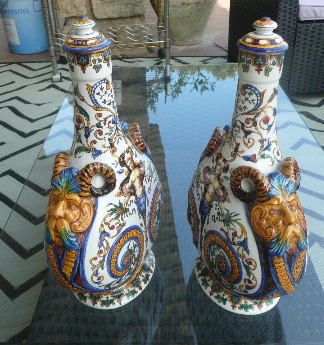 Pair Of Gourds In Gien Nineteenth-photo-3