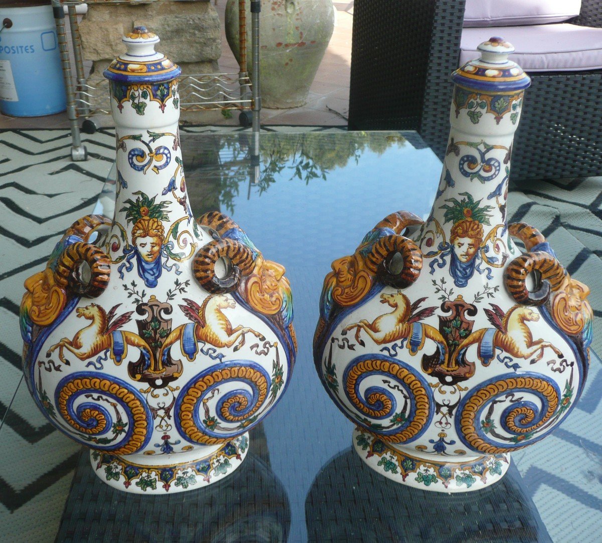 Pair Of Gourds In Gien Nineteenth