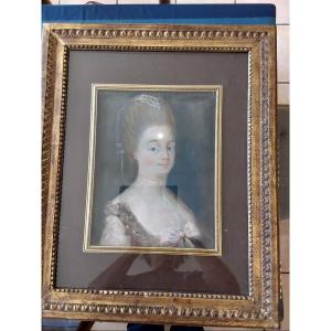 Pastel Late 18th Century Louis XVI Period Portrait Of A Young Woman