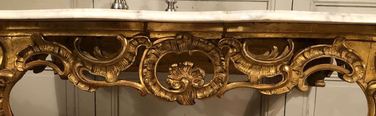 Console Louis XV En Bois Doré, époque XVIII° Siècle-photo-3