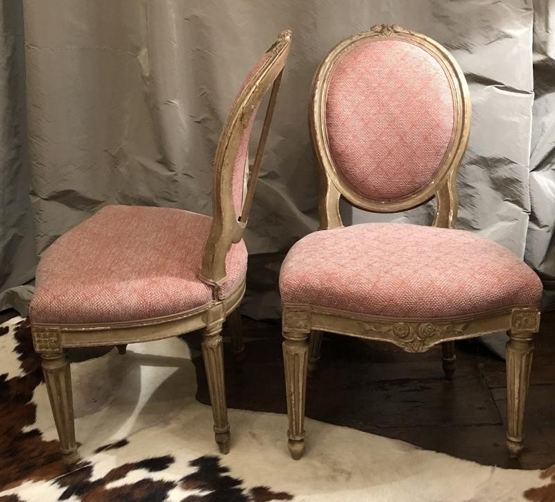 Paire De Chaises M&eacute;daillon Louis XVI XVIII&deg; Si&egrave;cle-photo-2
