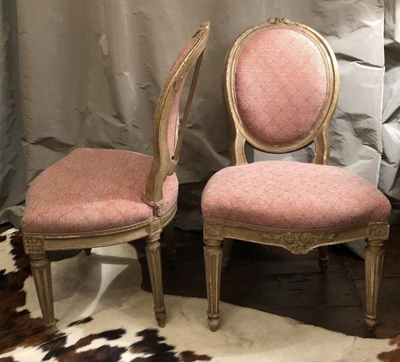 Pair Of Louis XVI Medallion Chairs XVIIIth Century-photo-2