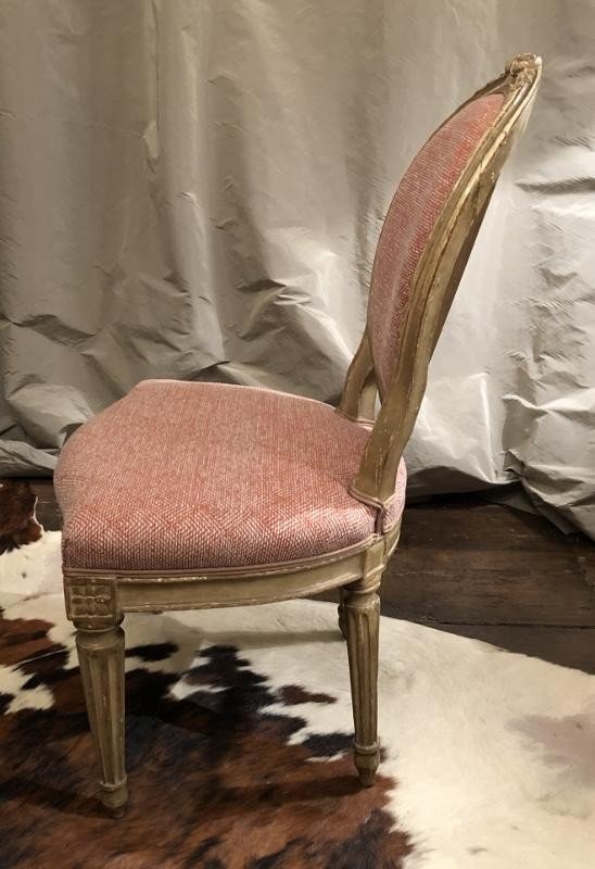 Paire De Chaises M&eacute;daillon Louis XVI XVIII&deg; Si&egrave;cle-photo-3
