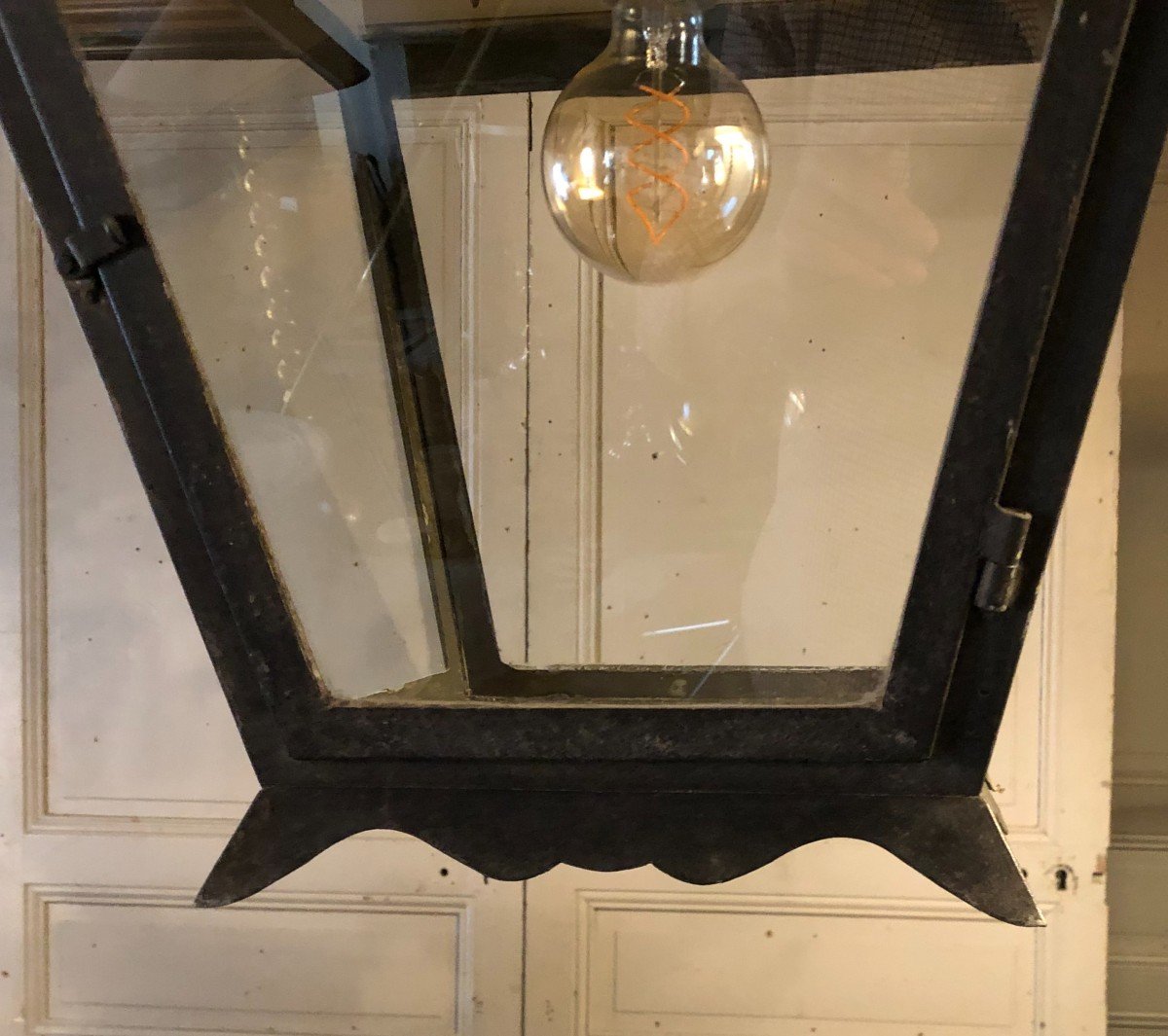 Wrought Iron Lantern Decorated With Golden Foliage XIXth Century-photo-2