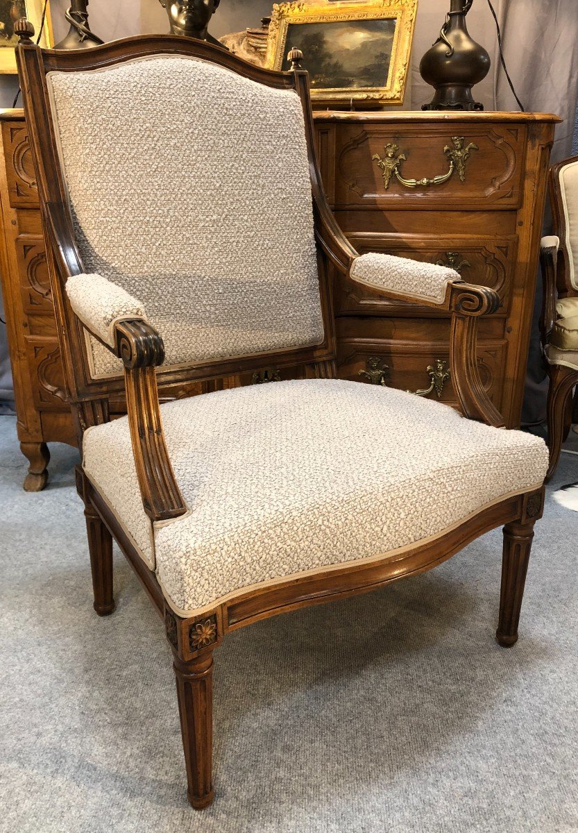 Pair Of Louis XVI Armchairs With Queen Backrest Eighteenth Century-photo-6