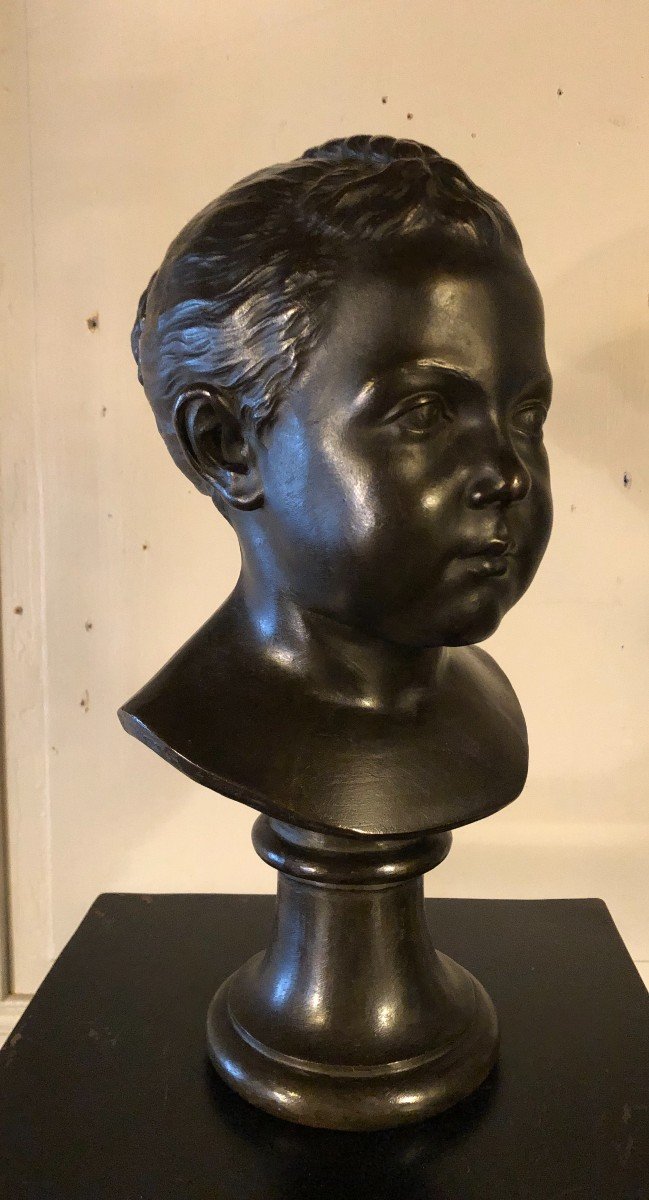 Bust Of Young Girl In Bronze 19th Century-photo-1