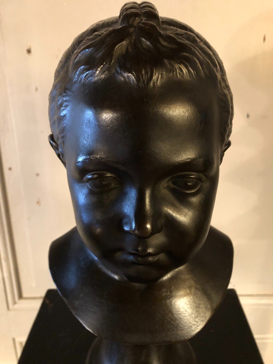 Bust Of Young Girl In Bronze 19th Century-photo-6