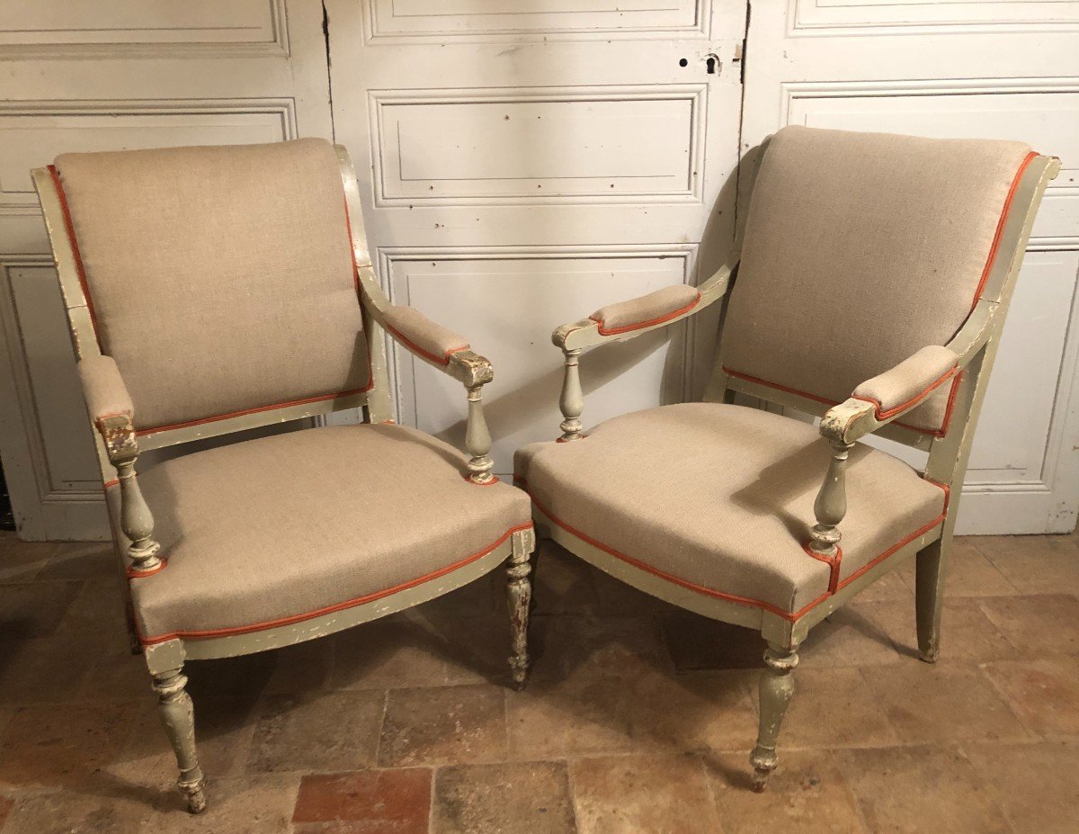 Salon Directoire En Bois Laqué Gris Fin XVIII° Siècle