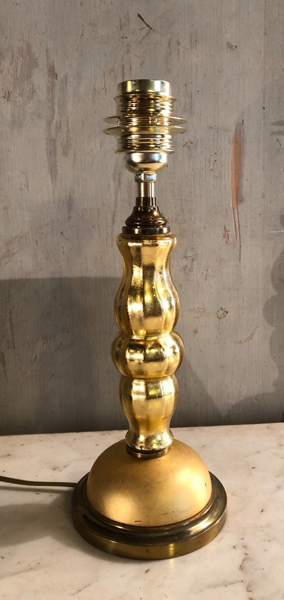 Lampe Balustre En Verre églomisé Doré Baguès-photo-5