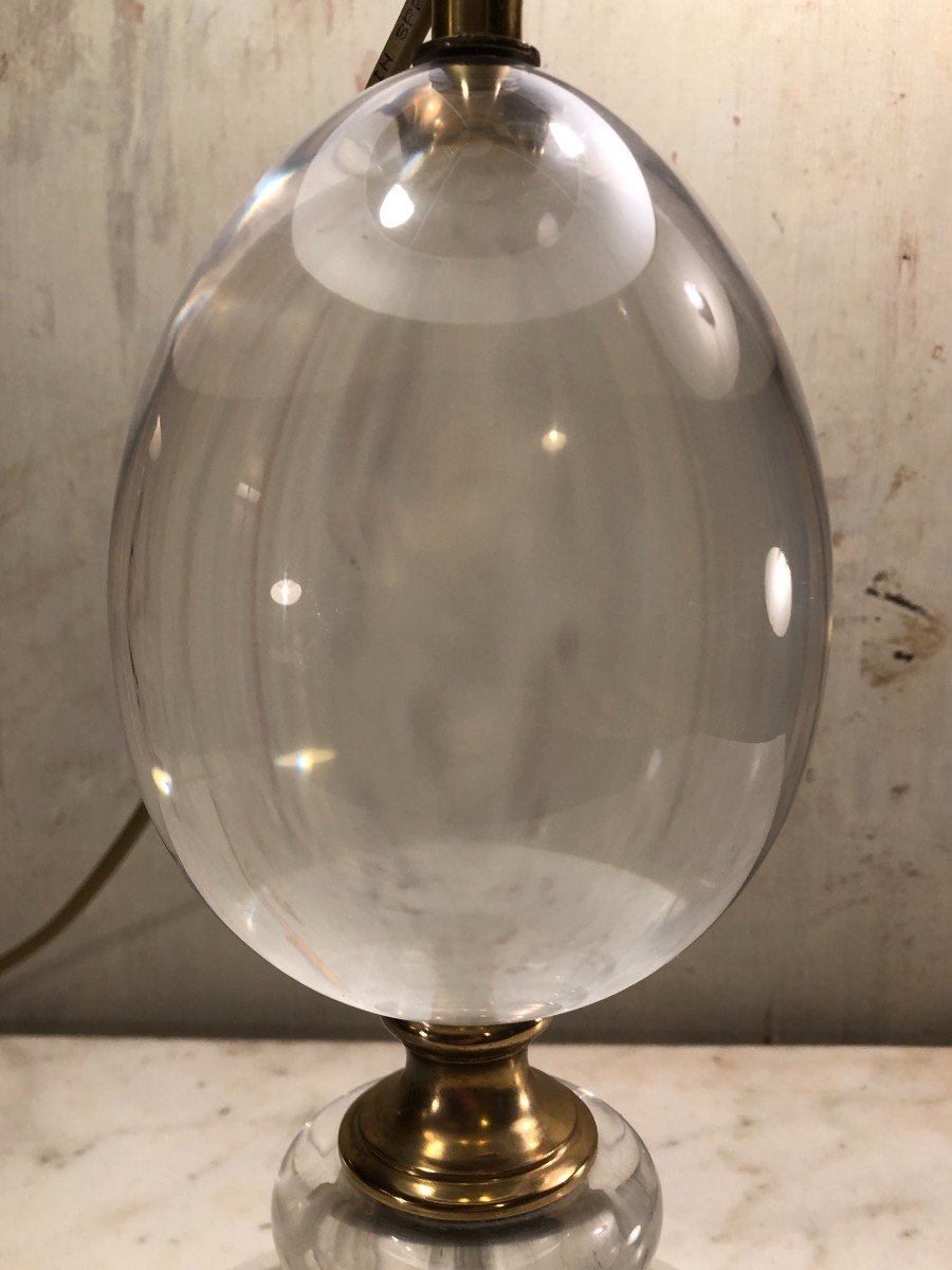 Egg Lamp In Plexiglas And Brass 20th Century-photo-1