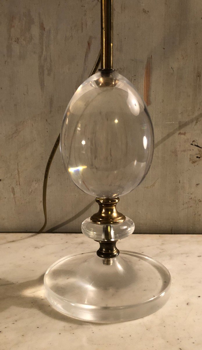 Egg Lamp In Plexiglas And Brass 20th Century-photo-2