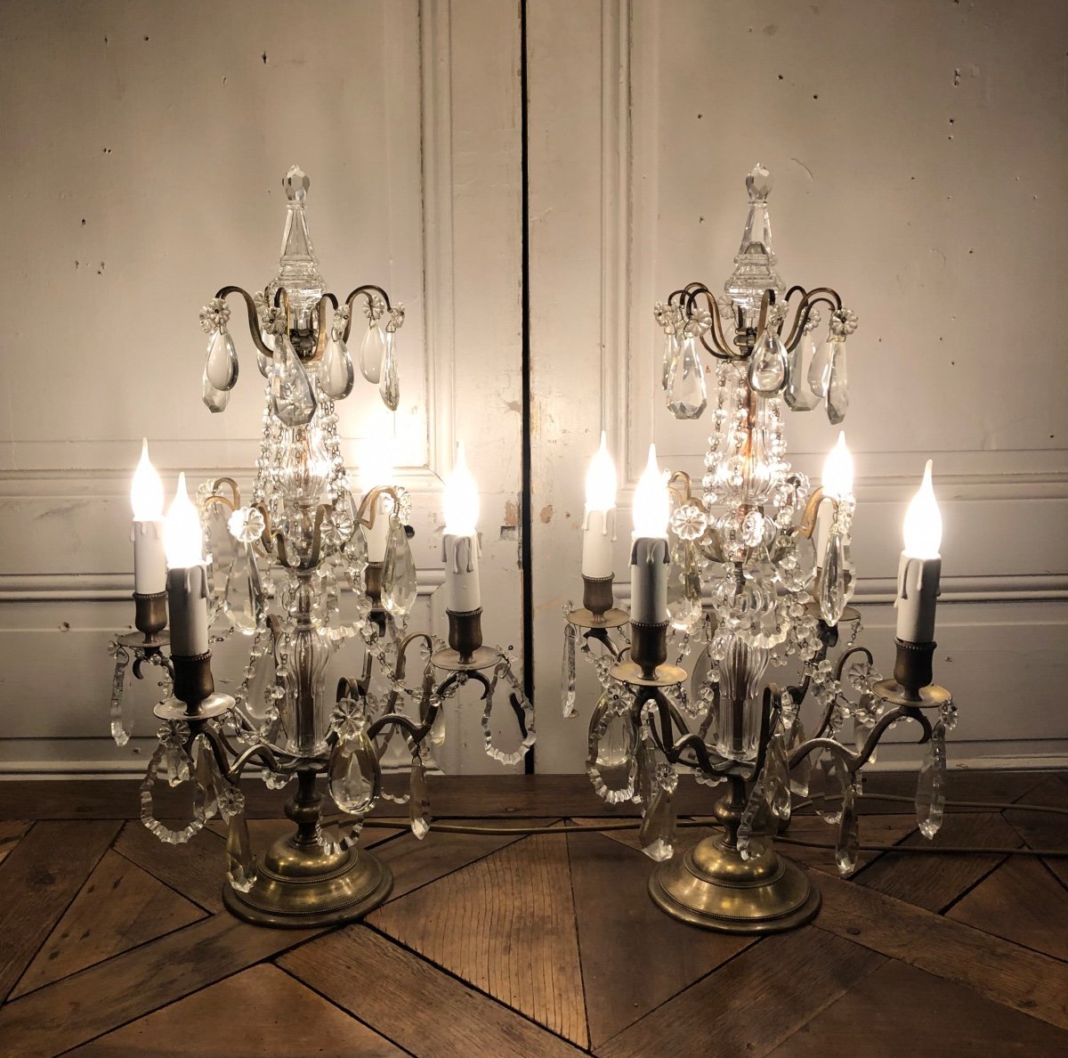 Paire De Girandoles De Style Louis XVI, XIX Si&egrave;cle -photo-2