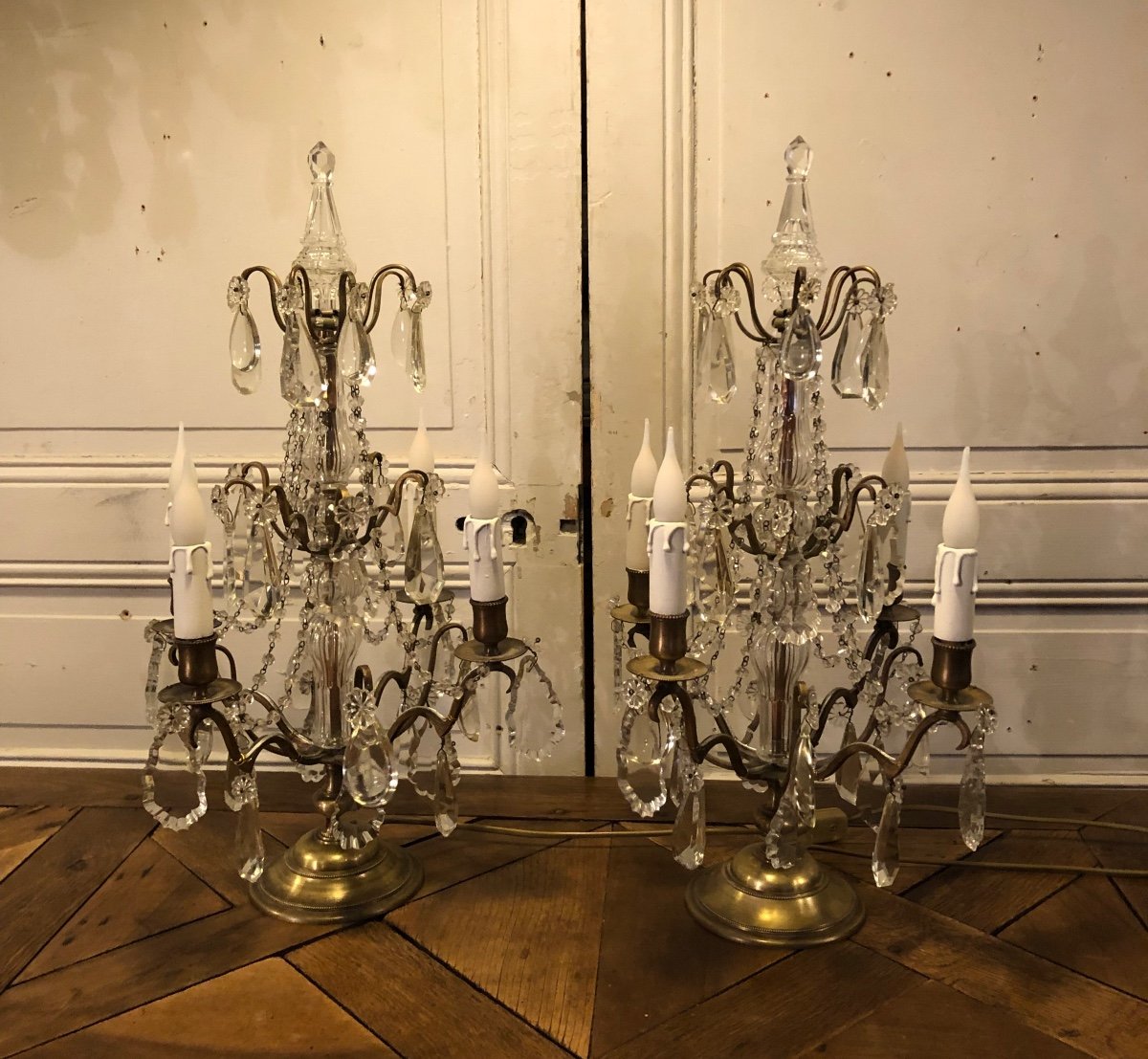 Paire De Girandoles De Style Louis XVI, XIX Si&egrave;cle -photo-2