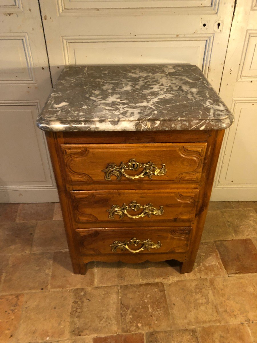 Parisian Commode Between Two In Blond Walnut XVIIIth Century-photo-6
